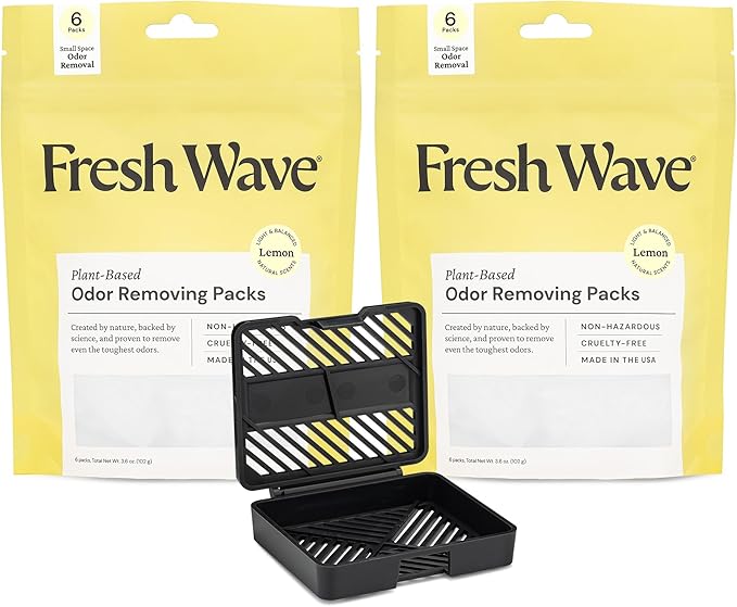 Fresh Wave Lemon Odor Removing Packs and Pod Bundle: (2) 6 ct Packs (1) Pod