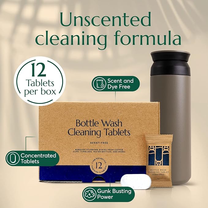 CLEANOMIC Reusable Kitchen Cloth Bottle Wash Cleaner Tablets &amp Tablet Tin Bundle