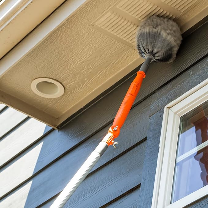 Cobweb Ceiling Fan Powered Duster Interior &amp Exterior | Adjustable Arm | for Hand use and Extention Pole use | Removable Cleanable Head | EZ Smart Power Duster (Extension Pole Sold Separately)…