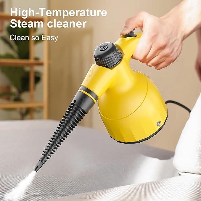 Handheld Steam Cleaner: Multi-Surface Steamer with 10 PCS Accessories Pressurized Natural Steam Cleaner for Home Cleaning Dirt Grease Grout Tile Floor Couch and Car