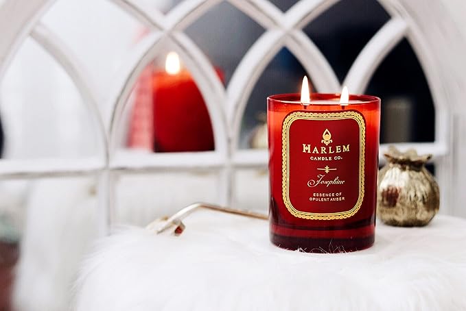 HARLEM CANDLE CO. Josephine - Luxury Scented Soy Candle 11 oz - 80-Hour Burn Time | Rose Jasmine Warm Amber Tonka Bean and Sandalwood | Scented Candles for Women