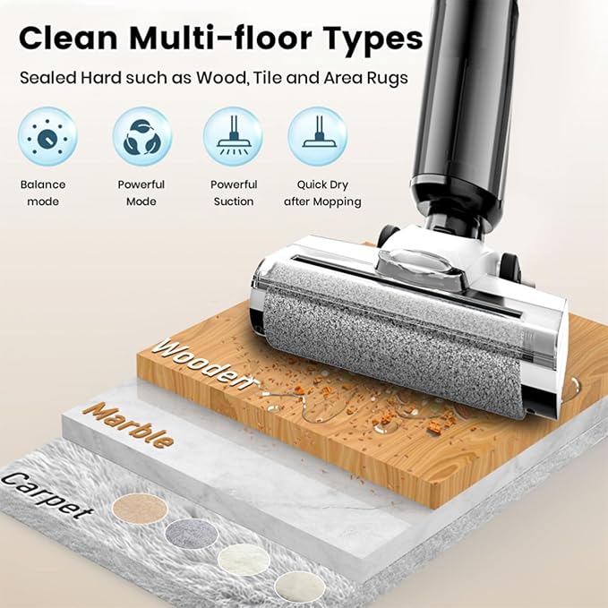 Wet/Dry Vacuum Cleaner Sweeps &amp Mops in One Step Powerful Suction Anti-Tangle Design Dual Edge Cleaning Up to 40 Minutes Runtime