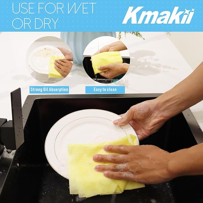 KMAKII Handi Wipe Reusable Cloths - Multi-Purpose Disposable Dish Cloths and Towels Ultra Absorbent Fast-Dry Durable Cleaning Wipes for Kitchen and Home 4colors 11.8 x 21 inches Pack of 80