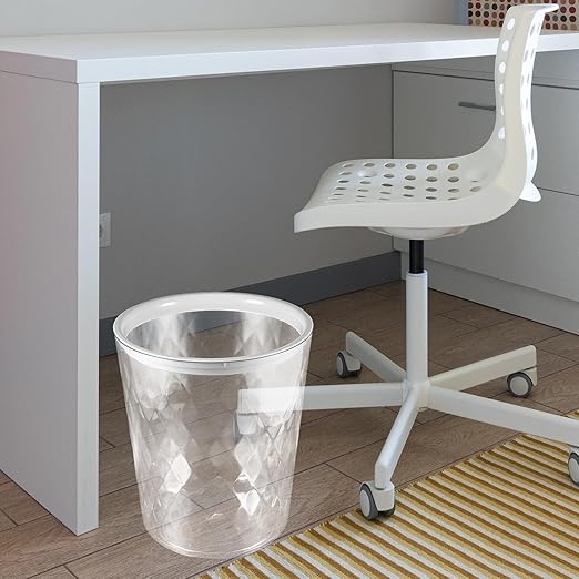 Sosoport Transparent Round Trash Container Polymer Material Large Capacity Garbage Bin for Bathroom Kitchen Lightweight Multi-Function Wastebasket