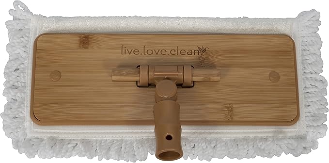 Harper Live.Love.Clean. Bamboo 2-in-1 Smooth Surface Wet/Dry Dust Mop with (2) Washable Pads for Cleaning Dust Pet Hair &amp Fine Dry Dirt