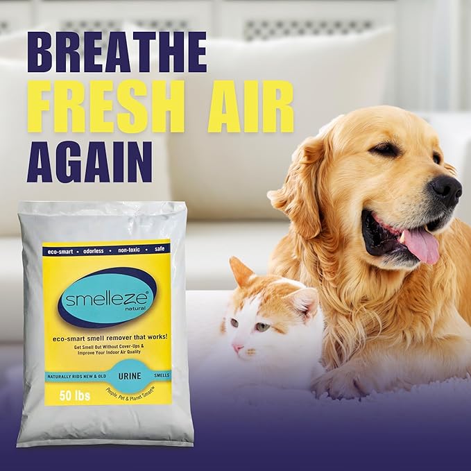 SMELLEZE Natural Urine Smell Remover Deodorizer: 50 lb. Granules Get Pee Stink Out
