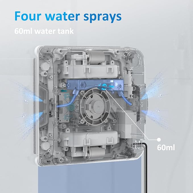 Mamibot W120-DP Robot Window Cleaner - 3200Pa Strong Suction Multiple Cleaning Modes4 Water Spray NozzlesEdge Detection TechnologyApp&ampRemote Control(Grey)