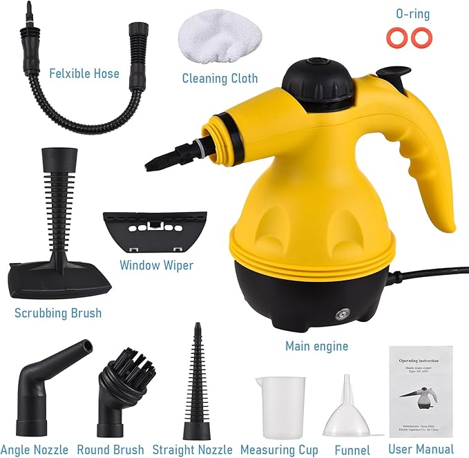 1200W Handheld Steam Cleaner - High Temperature Pressurized Portable Steamer with 10 Attachments for Deep Cleaning Kitchen Bathroom Car Interiors &amp Windows