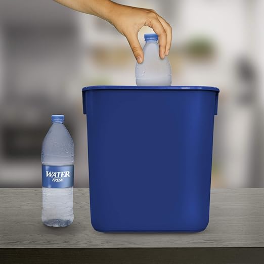 Acrimet Wastebasket Deskside Bin 3.25 Gallon/13 Quart/ 12 Liter (Plastic) (Blue Color) (Set of 4)