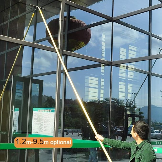 Telescopic Window Cleaner Bar Scraper Window Glass Wall Photovoltaic Panel Cleaning Pole Extendable Cleaner for Trucks Campers Caravan Buses Windows Solar Panels Washing/5m/16.4ft ( 8.6m/28ft)