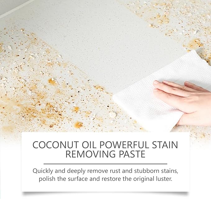 Coconut Oil Stain Remover Paste - Heavy Duty Kitchen Grease Cleaner Multi-Purpose Polish For Surfaces Removes Stubborn Oil &amp Dirt(2PCS)