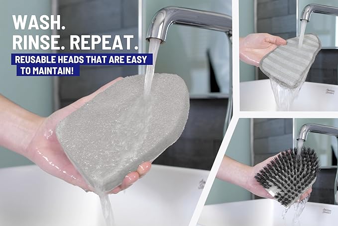 Shower Scrubber 3 in 1 Extendable Long Handle 58 Cleaning Brush - Non Scratch Shower Brush for Cleaning Bathroom Kitchen Toilet Wall Tub Tile (Gray)