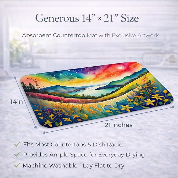 Caroline's Treasures DAC1441DDM Hypericum or St. John�s Wort in Color Dish Drying Mat Absorbent Dish Drying Mat Pad for Kitchen Counter Dish Drainer Mat for Countertop 14 x 21 Multicolor