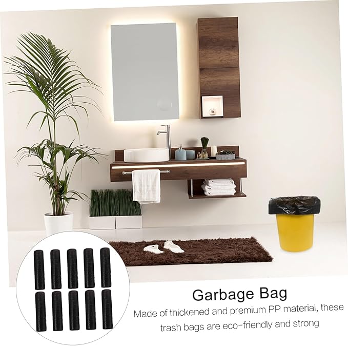 10 Packs Disposable Plastic Trash Bags with Handle Large Capacity Waste Containers for Bathroom Bedroom Office Garbage Organizer