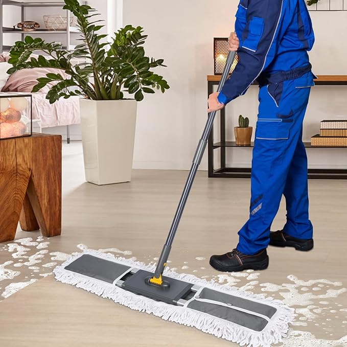 MASTERTOP 36 Professional Industrial Dust Mop for Floor Cleaning Heavy Duty Wet &amp Dry Commercial MopLarge Flat Floor Mops with Telescopic 62'' Long HandleDust Broom for HardwoodTilesOffice