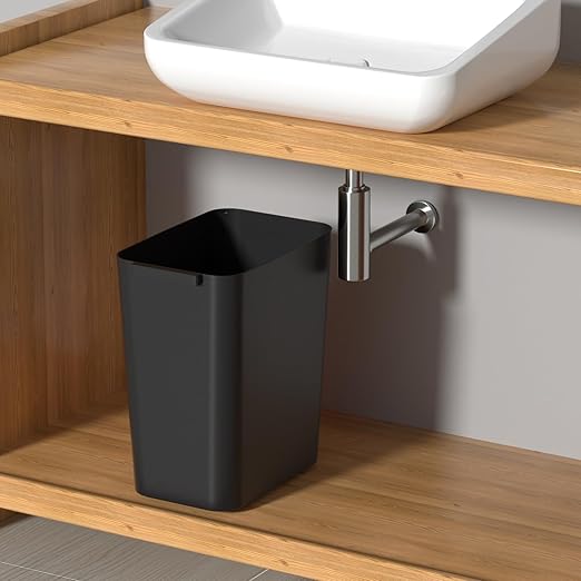 4.5 Gallon Slim Plastic Wastebasket 3 Pack Rectangular Small Trash Can Wastebasket for Office Bathroom Kitchen Black