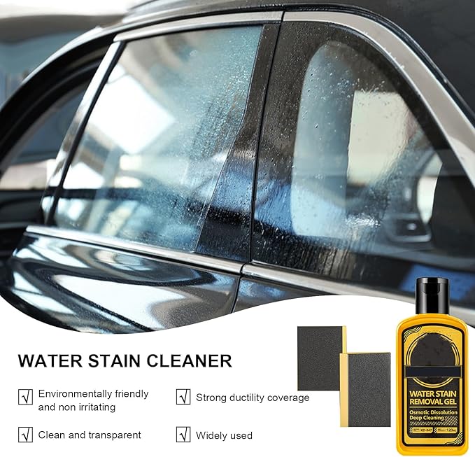 Water Spot Remover120ml Gel Cleaner - with Sponge Hard Water Stain Remover for Car - for Automotive Car Truck Motorcycle RV Window Windshield Shower Door Home Bathroom Kitchen