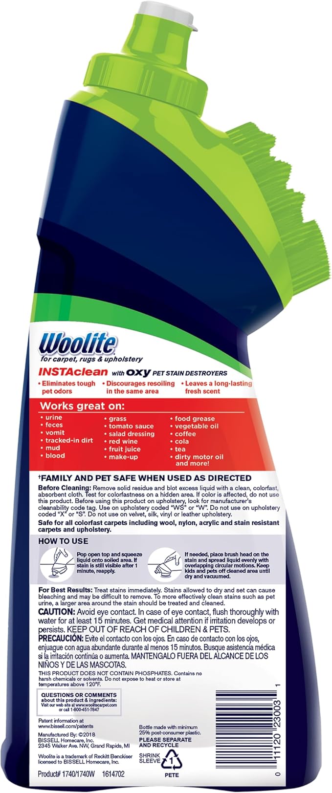 Bissell InstaClean Oxy Pet Spot and Stain Remover with Brush Head 4 pack 17409