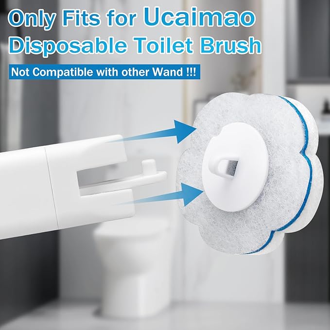 Disposable Toilet Brush and Holder Set with 48 Toilet Cleaner RefillsToilet Wand Kit with Toilet Brush Refill Pads Disposable Toilet Cleaning System for Toilet BowlBathtubBathroom - White