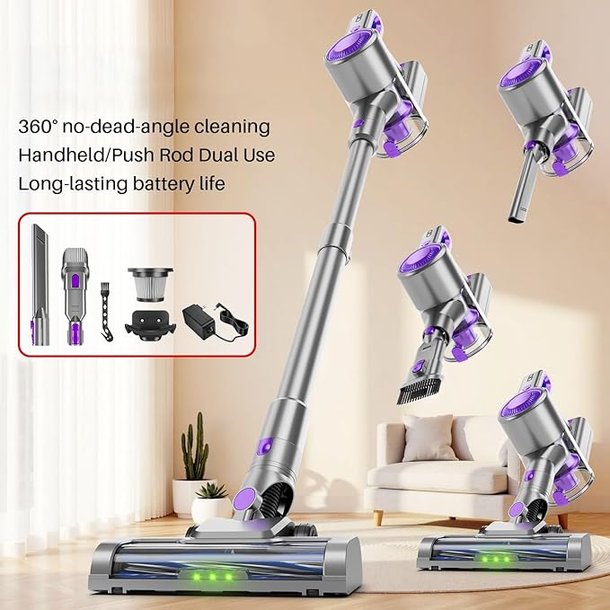 KIKETECH Cordless Vacuum Cleaner Vacuum Cleaners for Home with Stick Vacuum Up to 45 Mins Runtime Great for claenning Pet Hair Carpet Hard Floor.(B503)