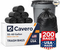 Cavero 55-60 Gallon Heavy Duty 200 Count Trash Bags | American Made Black Can Liners 17 Micron Large Tough Garbage Bags (38 x 58) Value Size Multi-Purpose for Home Office Commercial Industrial