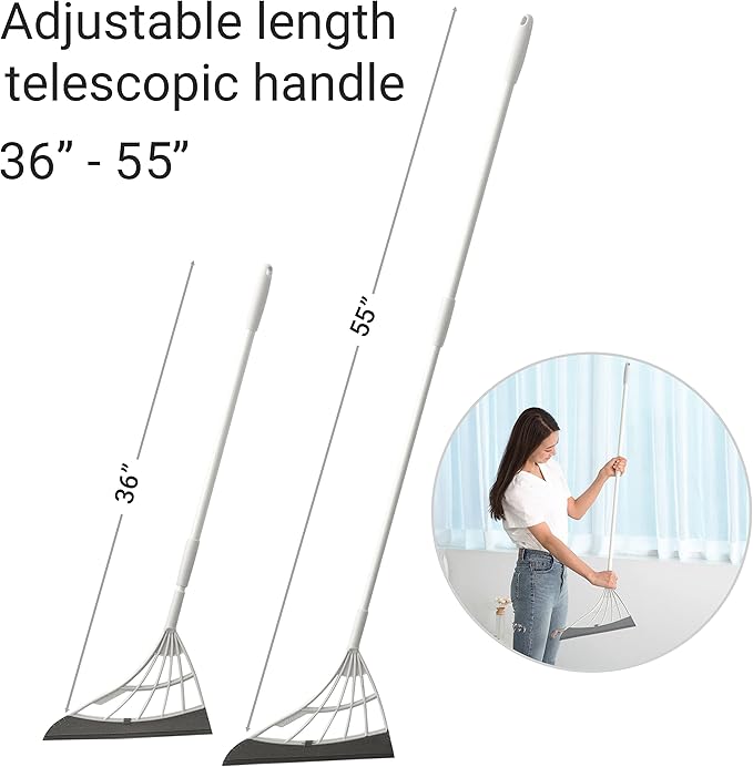 Original Broombi - All-Surface Silicone Broom Squeegee Pet Hair Remover - Smart Broom for Indoor Cleaning - Cleans Glass Fine Dust Hair Liquids - for Smooth Floors Rugs Windows (Grey)