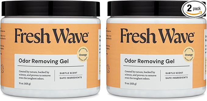 Fresh Wave Orange Odor Removing Gel 15 oz. Pack of 2 | Odor Absorbers for Home | Safer Odor Relief | Natural Plant-Based Odor Eliminator | Every 15 oz. lasts 30-60 Days | For Cooking Trash &amp Pe