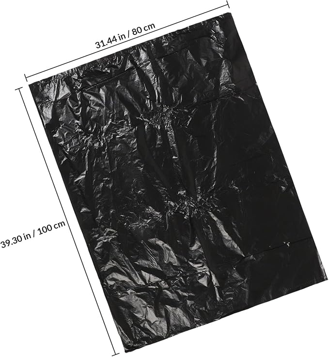 HEMOTON Black Garbage Bags 25pcs 80x100cm Thickened Plastic Trash Bags for Bathroom and Kitchen Wastebasket Liners Home Use