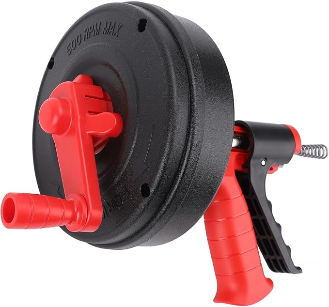 Manual Drain Snake Flexible Pipe Unblocker High Hardness Spring Clog Remover for 50-75MM Pipelines 1 X Handle (5m Spring)