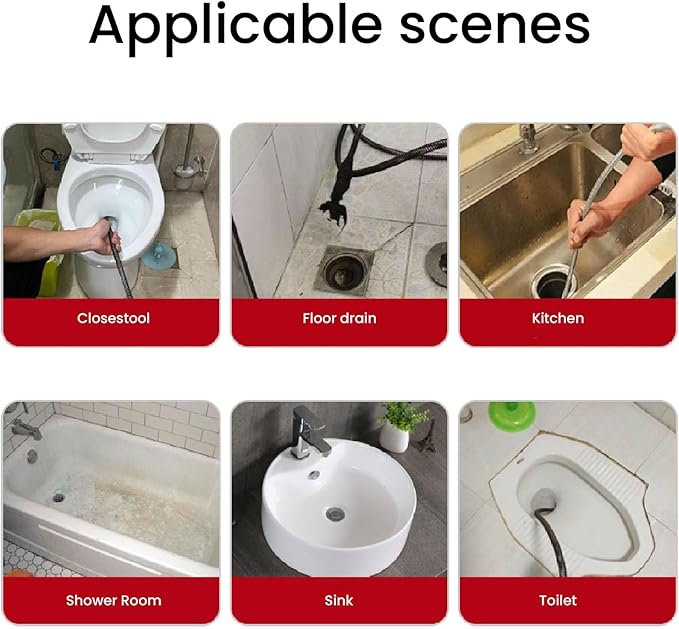 aqxreight Plumbing Snake 2 Modes Efficient 65 Manganese Steel Spring Drain Clog Remover for Kitchen Toilet 5m Spring Blockages Its of Manganese to Unblocking The Drain Clear (5m)