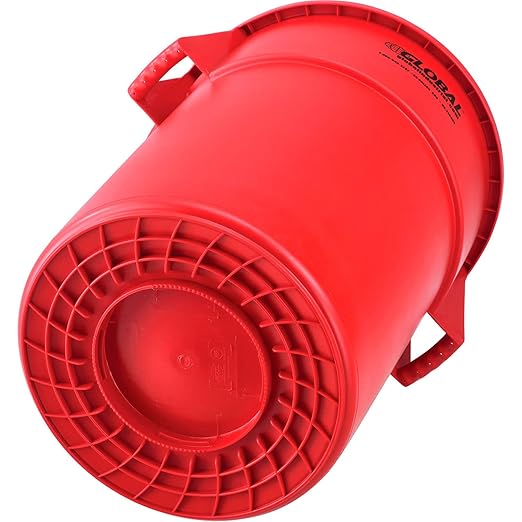 Global Industrial Commercial Round Trash Can 55 Gallon Capacity Plastic Garbage Can Indoor and Outdoor Utility Trash Can Red 26-1/4W x 33-1/8H No Lid