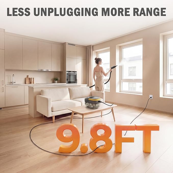 Steam Cleaner for Home 1600W Handheld Steamer for Cleaning with 1.69QT Tank High Temp Pressurized Steam Cleaner with 15 Accessories for Grout Tile Floor Couch Car Detailing
