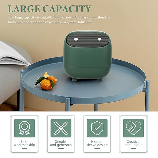 Zerodeko Creative Mini Desktop Trash Can with Press Lid Green Compact Rubbish Container for Office and Home Use Covered Small Wastebasket for Tabletop Organization