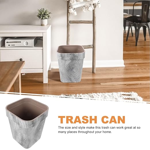 Wood Grain Trash Can Container 14L Large Square Thickened Upgrade Solid Wood Living Room Garbage Bin Decorative Wastebasket for Bedroom and Kitchen Use