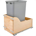 Rev-A-Shelf Pullout Trash Can for Kitchen Cabinet Single 50 Qt Bin with 12 Wood Frame - Large Garbage Bin Container for Home Waste Storage and Recycling