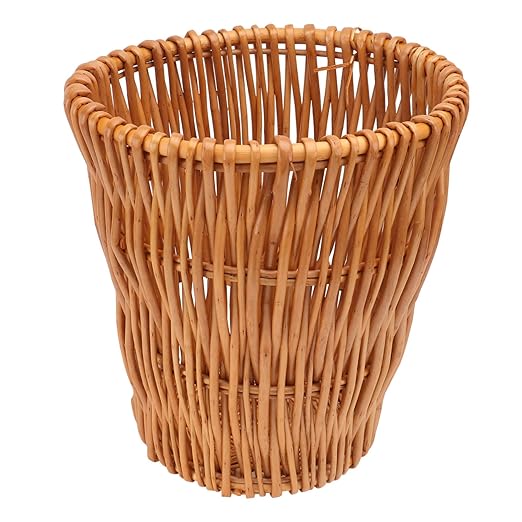 Luxshiny Rattan Woven Wastebasket Multi-Purpose Storage Bin for Bathroom Kitchen Office and Living Lightweight and Chic -Friendly Rubbish Can