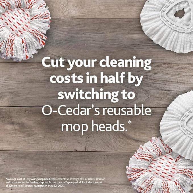 O-Cedar Easywring Microfiber Spin Mop &amp Bucket Floor Cleaning System with 4 Extra Refills