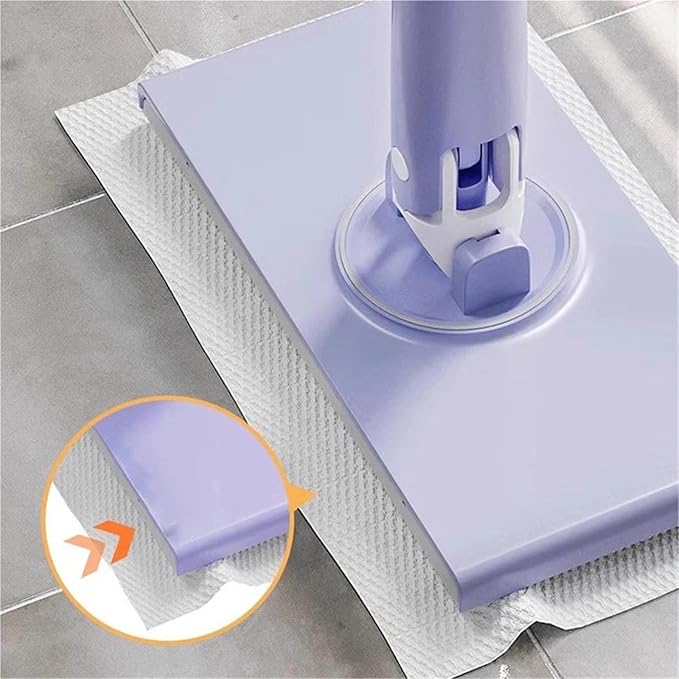 Automatic face Wipe mop Cloth Clip dust Removal Paper Dry Towel Floor Wipes Household Multi-Function mop(WhiteLarge)