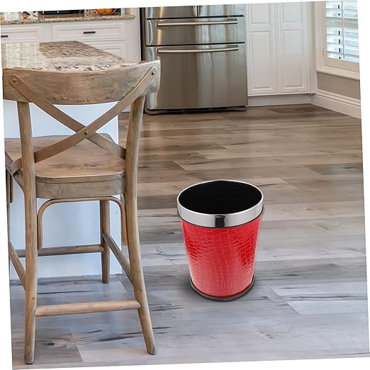 Alipis Vintage Style Trash Can Pattern Ring Waste Basket for Bathroom Bedroom Office Lidless Retro Garbage Bucket for Use