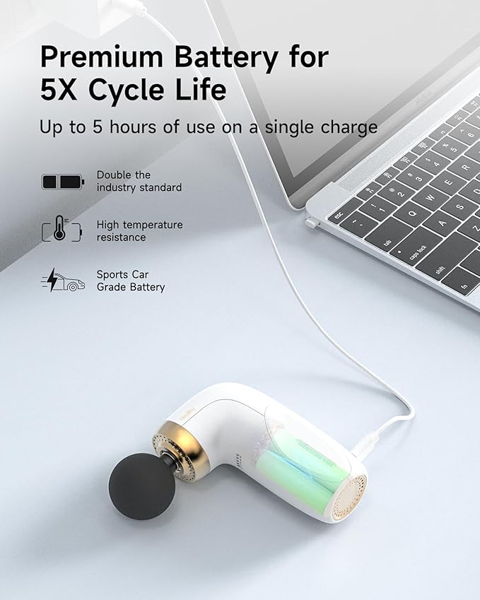 A1 Super Mini Massage Gun Percussion Deep Tissues Muscle Massager Compact Sports Travel Massage Gun Portable Handheld Massager for Office Home Athletes(White)