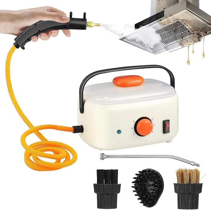 High Pressure Handheld Steam Cleaner 2500W Portable Steamer with 1.2L Capacity 4 Accessories 6 Adjustable Levels Ideal for Car Carpet Kitchen and Bathroom Use