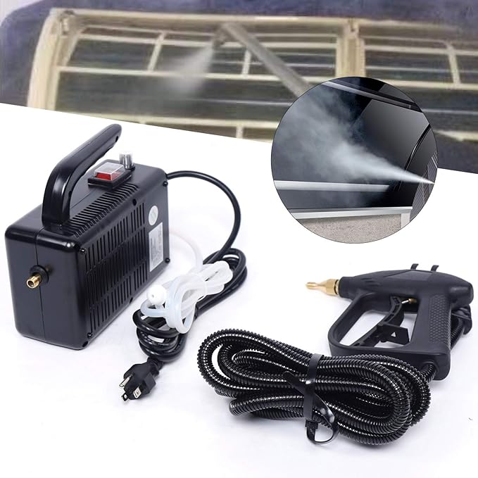 CNCEST Steam Cleaner 110V 1600W High Pressure Commercial Steam Cleaning System Portable Hand-held Pressurized Steam Cleaner 360 ° Cleaning for Kitchen Car (Black)
