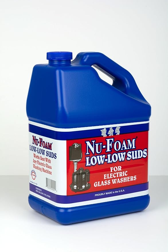 Nu-Foam Low Low Suds Liquid Detergent for Bar Glassware - Original Streak-Free Solution - Hand Washing Bar Tavern Brewery Supplies - Concentrated - 1 Gallon (Pack of 1)