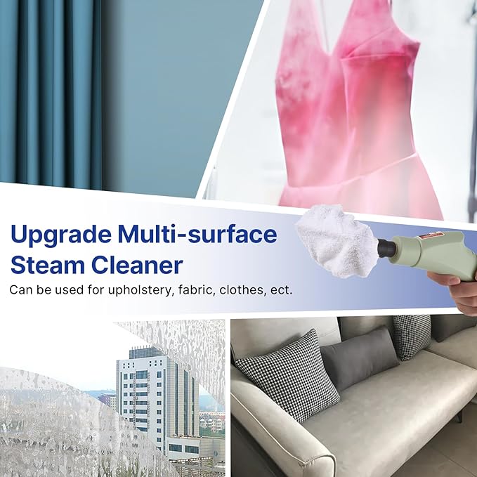 Pressurized Handheld Multi-Surface Steam Cleaner with 8pcs Accessories Smart Touch Screen 6 Levels Adjustable Deep Cleaning Steamer with Portable Handle for Clothes Car Glass Window Kitchen