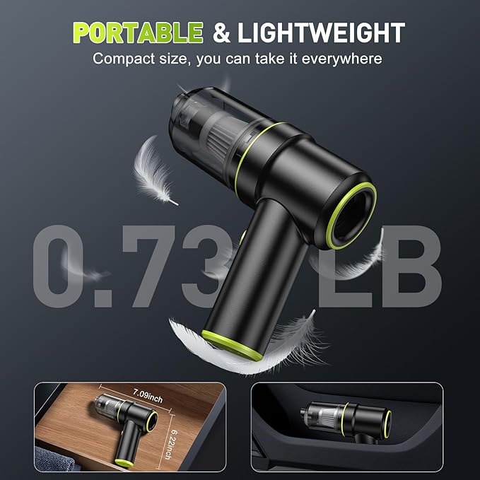 KMM Handheld Car Vacuum Cleaner 9000PA Vacuum Cleaner &amp Air Duster 120W High Power Vacuum Portable Cordless Hand Held Vacuum Rechargeable with Multi-Nozzles &amp LED Light for Home Car Offic