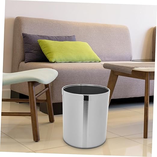 Ciieeo Stainless Steel Round Trash Can for Kitchen Bathroom and Home Organization Compact Wastebasket with Opening for Easy Disposal