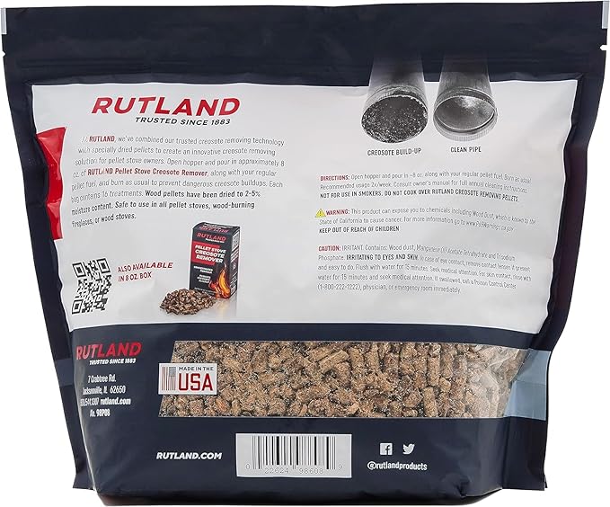 Rutland Products Pellet Stove Creosote Remover Chimney &amp Flue Cleaning Wood Pellets 8 Pound Bag
