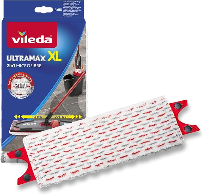 Vileda Ultramax Power XL Wet Mop Refill Pack Wei-grau-rot 1 Count