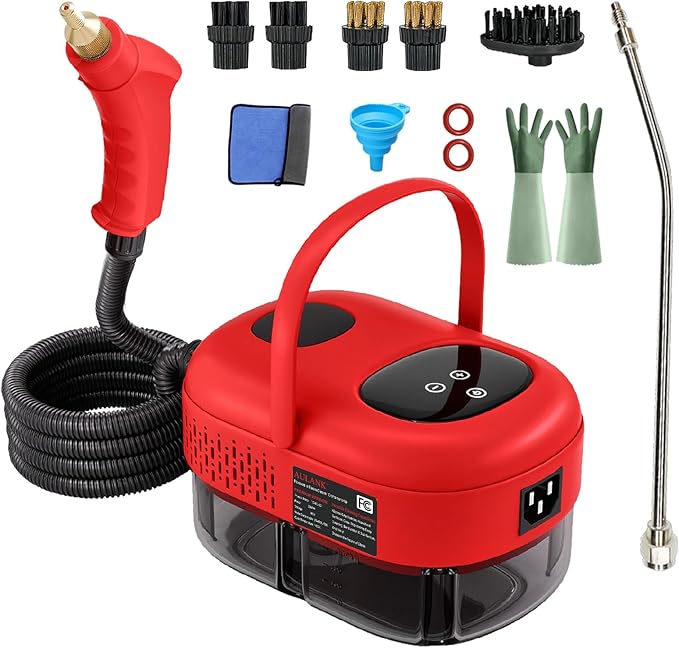 2500W Handheld Steam CleanerPortable Car Steamer For Auto DetailingHigh-Temperature and Pressure Steam Cleaner For Home Steam Cleaning Machine for FurnitureKitchenGroutFloorTile (5-Red)
