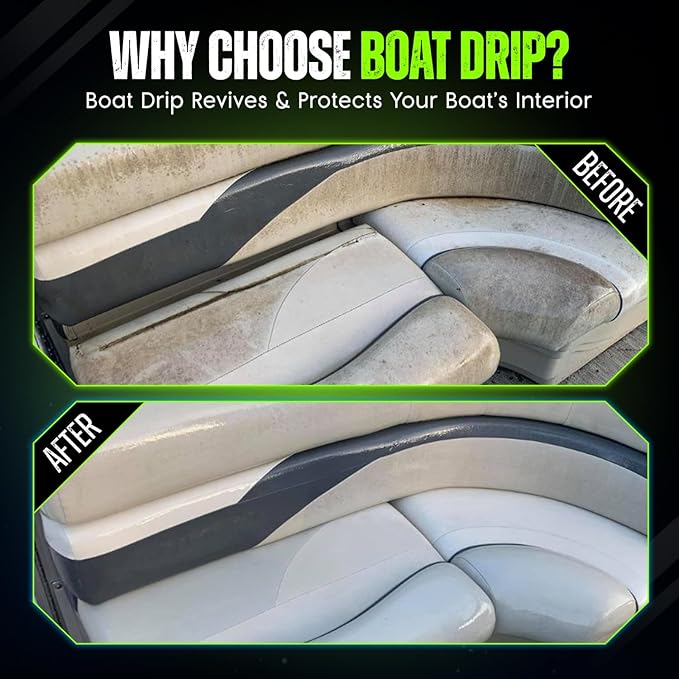 Boat Interior Cleaner Spray Upholstery &amp Vinyl Cleaner to Remove Dirt Grime Spills Fish Blood &amp More - Fresh Scented Safe for Seats Dashboards Leather Plastic - Made in USA
